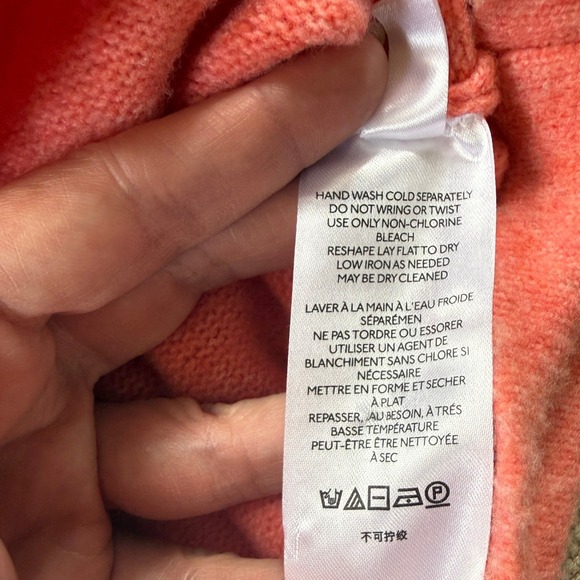 Anthropologie V-Neck Pullover Sweater Women Size M Coral Batwing Sleeve - Picture 8 of 9